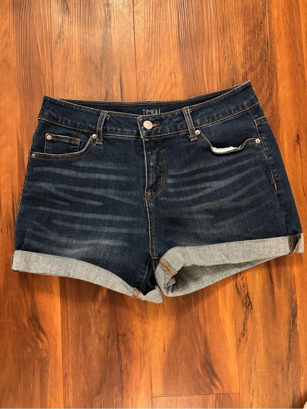 Dark Blue Denim Roll-Cuff Women’s Shorts